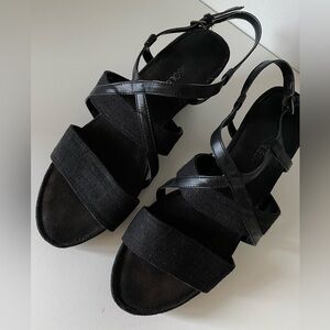 Saks Fifth Avenue Black Crisscross Sandals